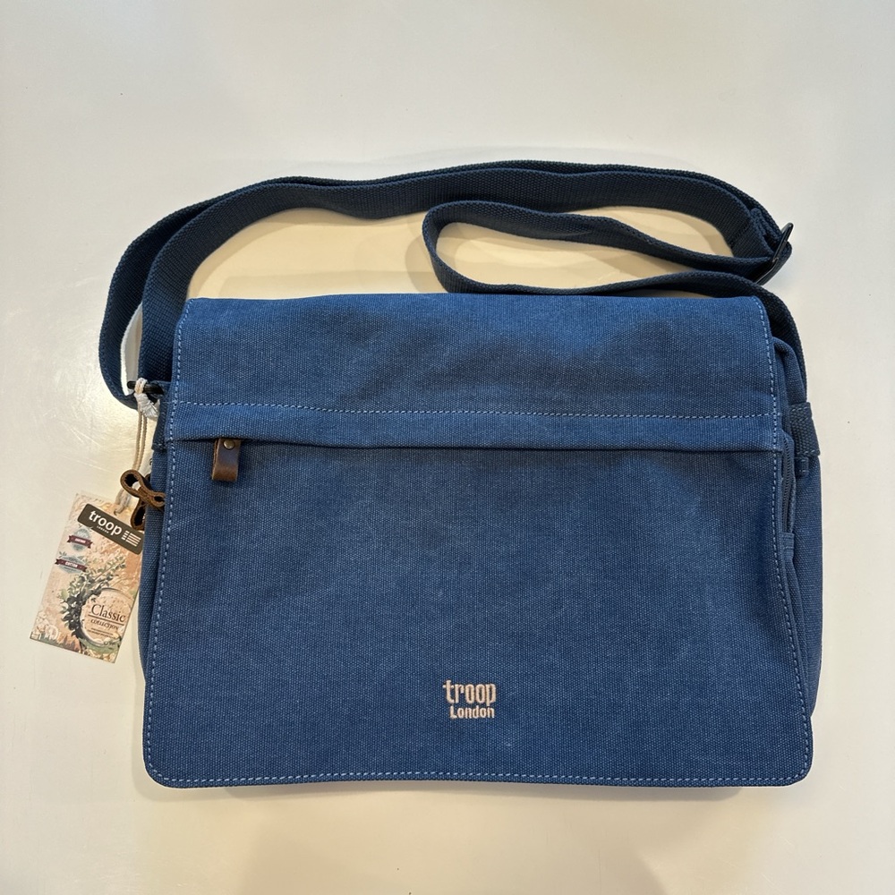 Troop London Blue Canvas Messenger Bag
